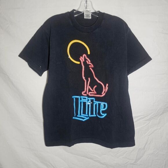 Vintage 90s single stitch bud light wolf neon sign tee - Picture 1 of 6